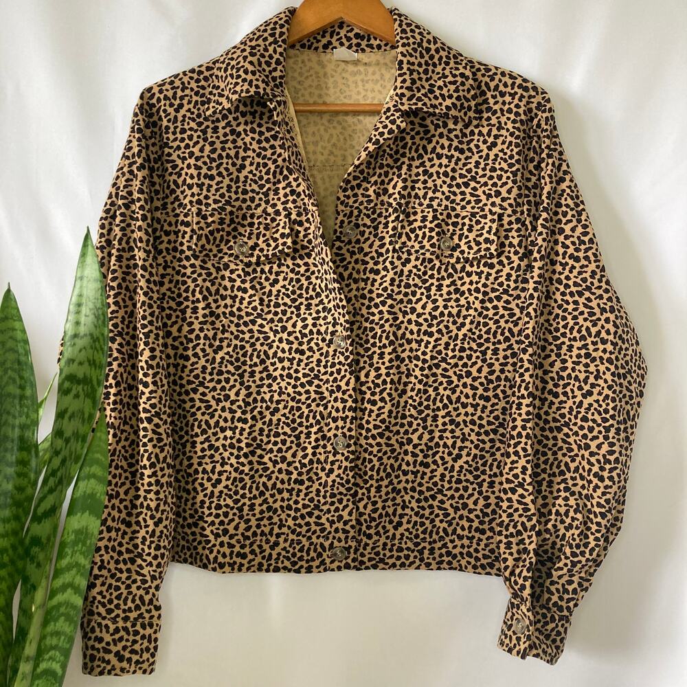 McCalls| Women's vintage y2k leopard button up collared jacket